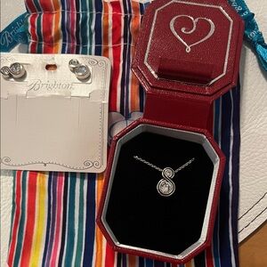 NWT Brighton Infinity Sparkle Silver Earrings and necklace set